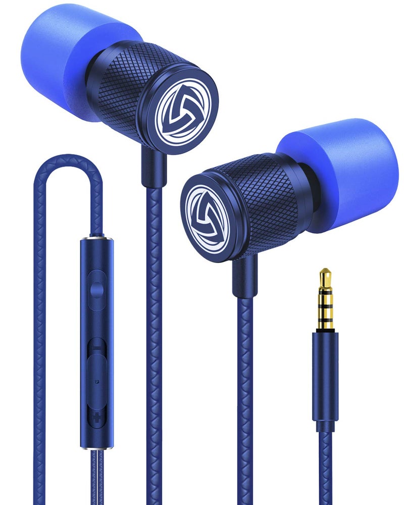 LUDOS Ultra Wired Earbuds in-Ear Headphones, 5 Years Warranty, Earphones with Microphone, Noise Isolating Ear Buds, Memory Foam for iPhone, Samsung, School Students, Kids, Women, Small Ears - Blue - Image 1